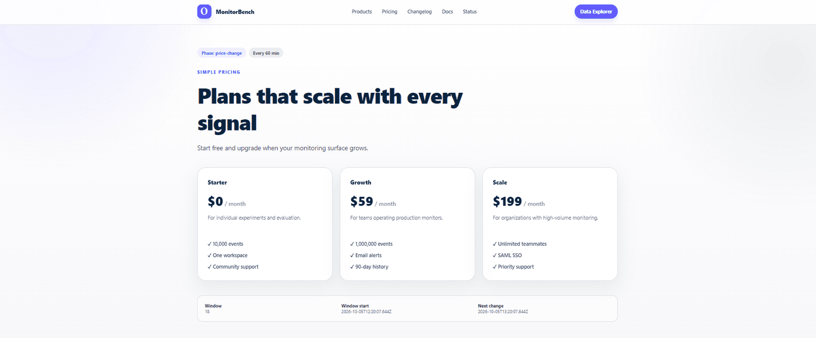 MonitorBench pricing webpage